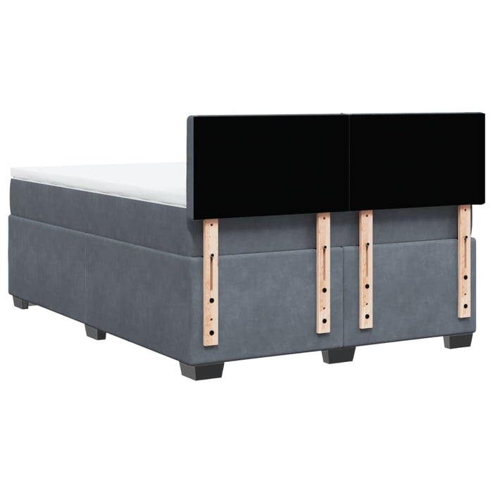 Pat box spring cu saltea, gri închis, 160x200 cm, catifea - WALTI WALTI