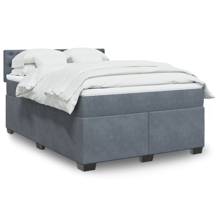 Pat box spring cu saltea, gri închis, 160x200 cm, catifea - WALTI WALTI