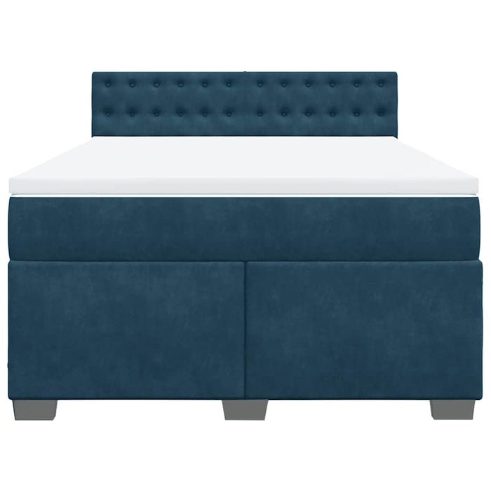 Pat box spring cu saltea, albastru, 160x200 cm, catifea - WALTI WALTI