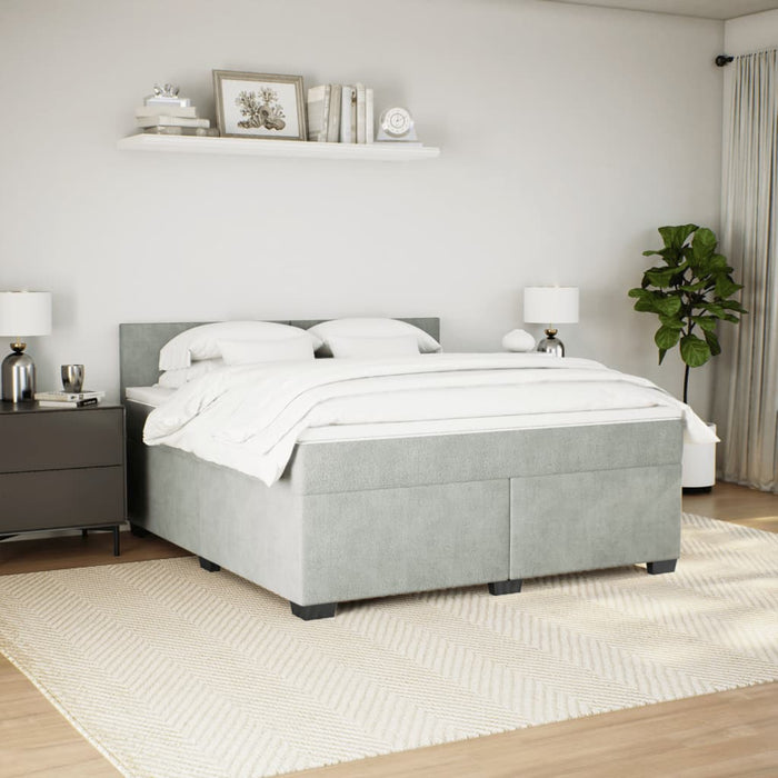 Pat box spring cu saltea, gri deschis, 180x200 cm, catifea - WALTI WALTI
