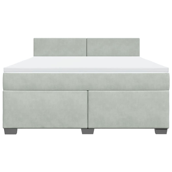 Pat box spring cu saltea, gri deschis, 180x200 cm, catifea - WALTI WALTI