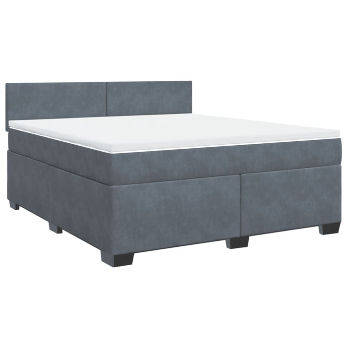 Pat box spring cu saltea, gri închis, 180x200 cm, catifea - WALTI WALTI