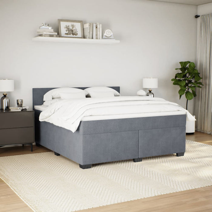 Pat box spring cu saltea, gri închis, 180x200 cm, catifea - WALTI WALTI