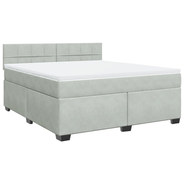 Pat box spring cu saltea, gri deschis, 180x200 cm, catifea - WALTI WALTI
