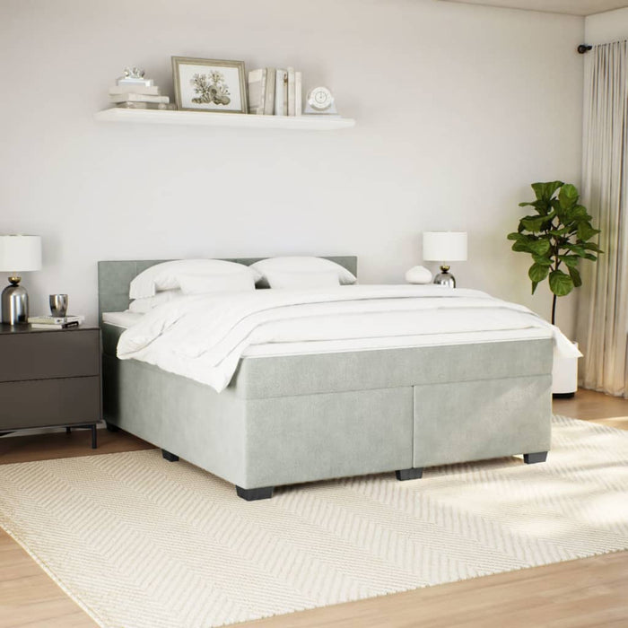 Pat box spring cu saltea, gri deschis, 180x200 cm, catifea - WALTI WALTI