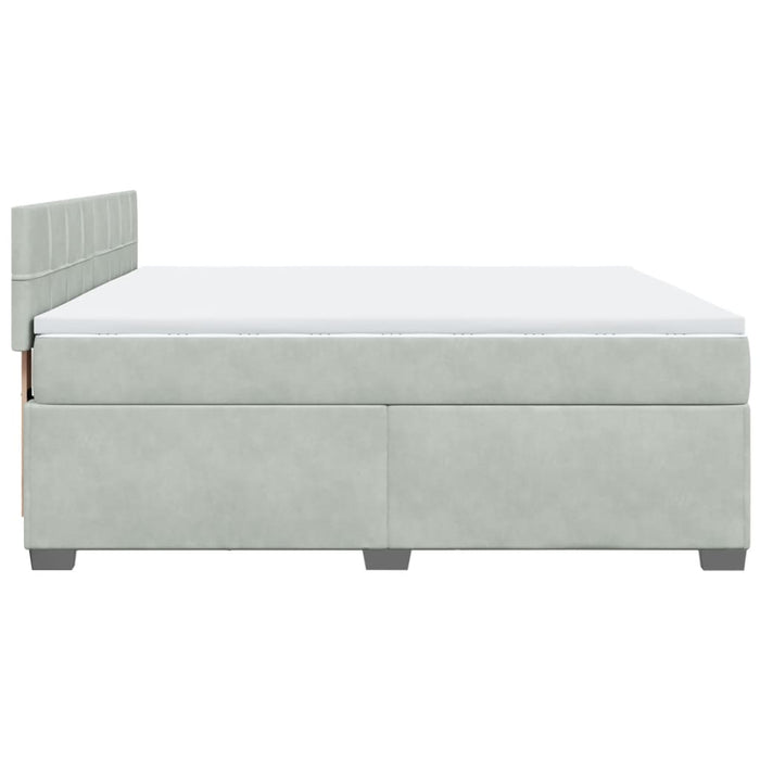 Pat box spring cu saltea, gri deschis, 180x200 cm, catifea - WALTI WALTI