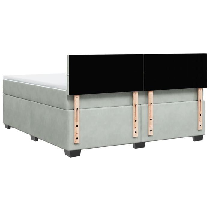 Pat box spring cu saltea, gri deschis, 180x200 cm, catifea - WALTI WALTI
