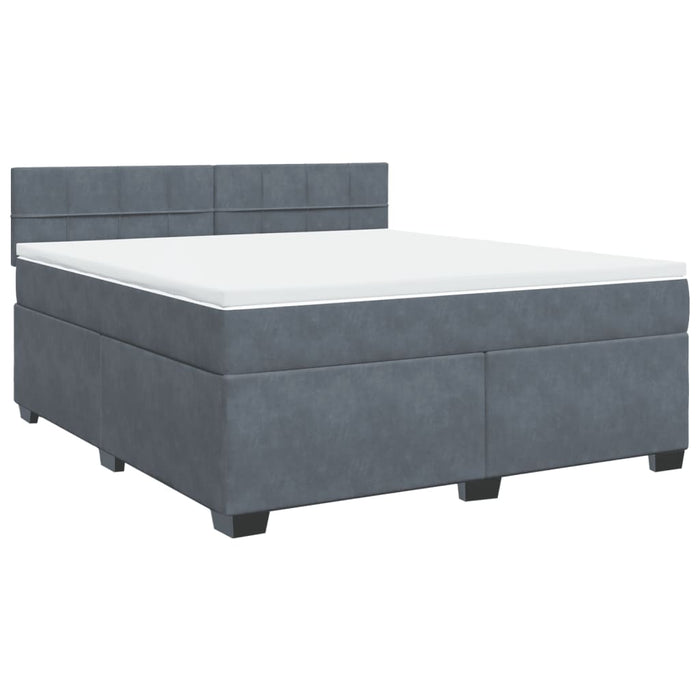 Pat box spring cu saltea, gri închis, 180x200 cm, catifea - WALTI WALTI