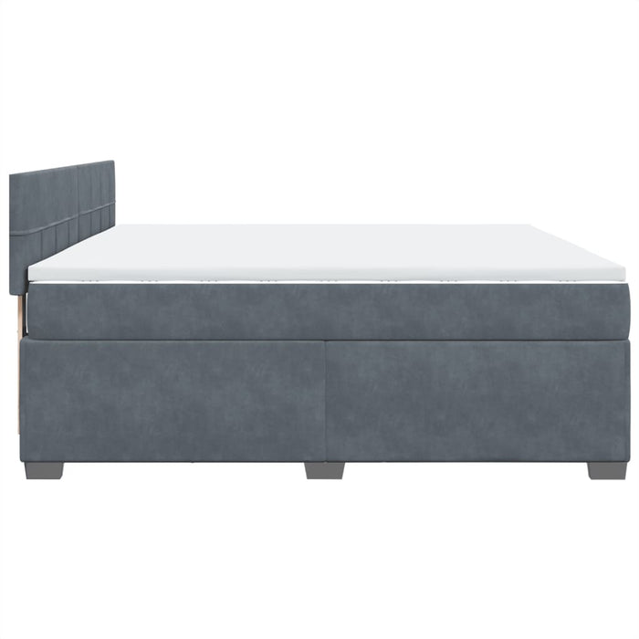 Pat box spring cu saltea, gri închis, 180x200 cm, catifea - WALTI WALTI