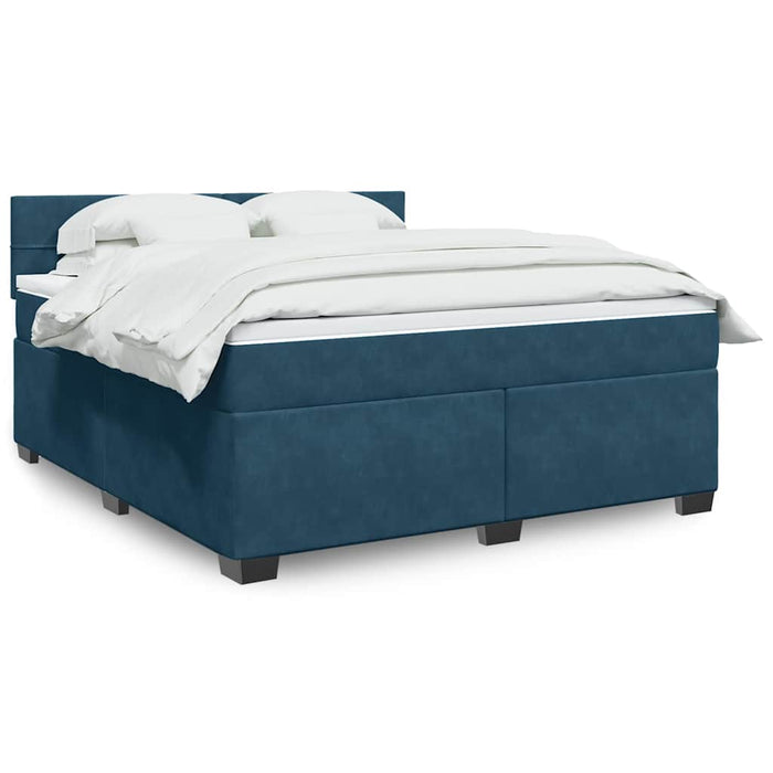 Pat box spring cu saltea, albastru, 180x200 cm, catifea - WALTI WALTI