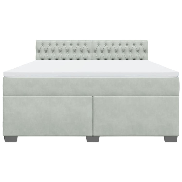 Pat box spring cu saltea, gri deschis, 180x200 cm, catifea - WALTI WALTI