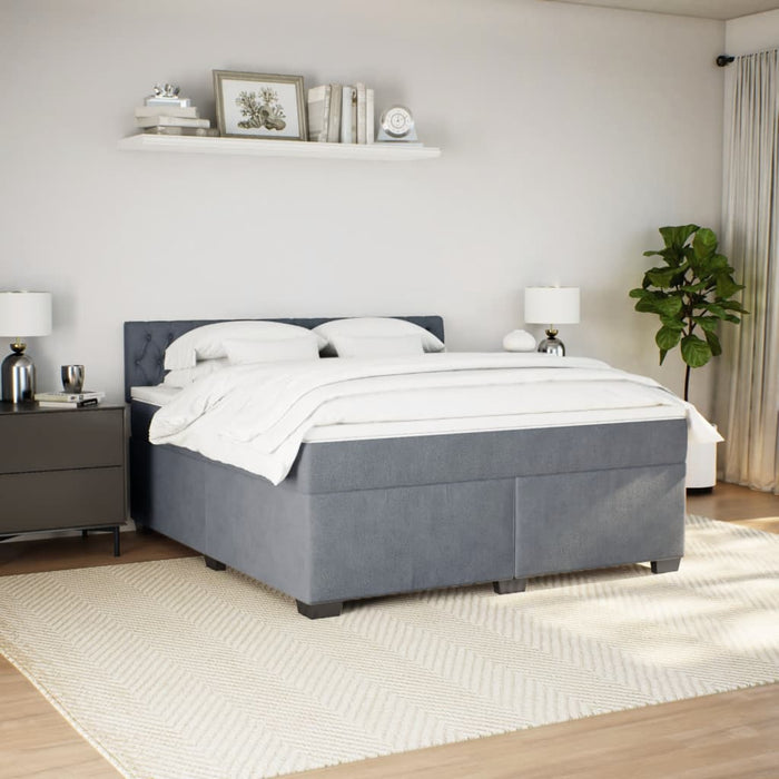 Pat box spring cu saltea, gri închis, 180x200 cm, catifea - WALTI WALTI