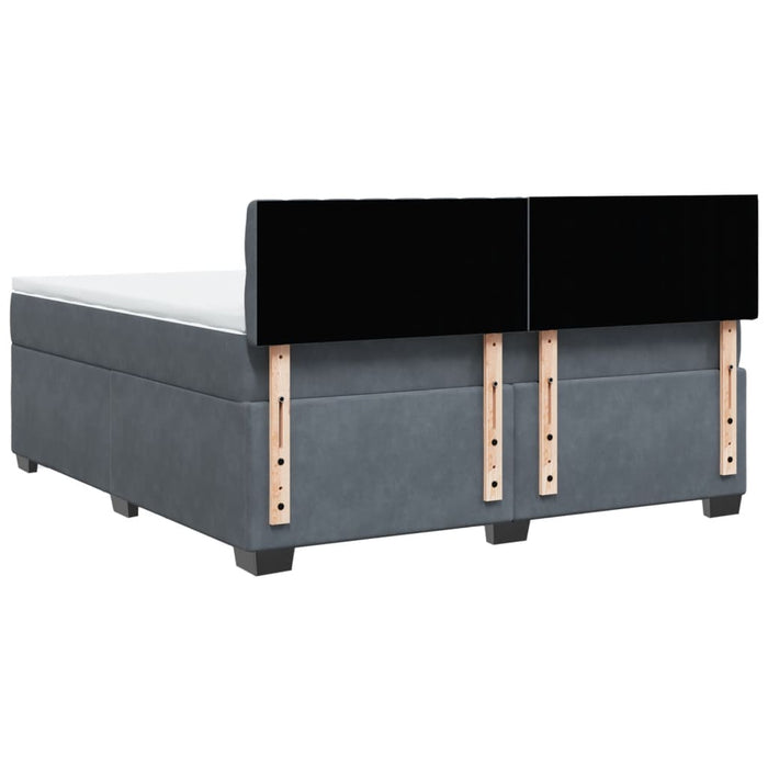 Pat box spring cu saltea, gri închis, 180x200 cm, catifea - WALTI WALTI