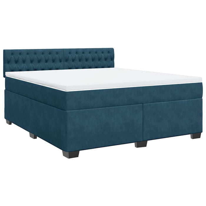 Pat box spring cu saltea, albastru, 180x200 cm, catifea - WALTI WALTI