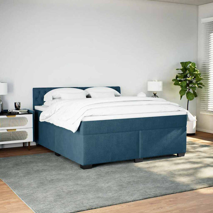 Pat box spring cu saltea, albastru, 180x200 cm, catifea - WALTI WALTI