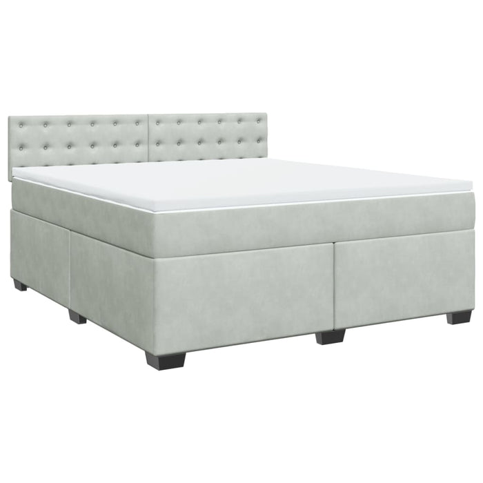 Pat box spring cu saltea, gri deschis, 180x200 cm, catifea - WALTI WALTI