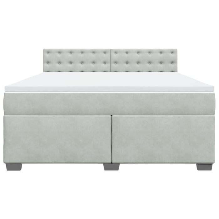 Pat box spring cu saltea, gri deschis, 180x200 cm, catifea - WALTI WALTI