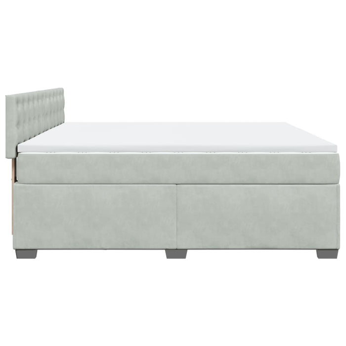 Pat box spring cu saltea, gri deschis, 180x200 cm, catifea - WALTI WALTI