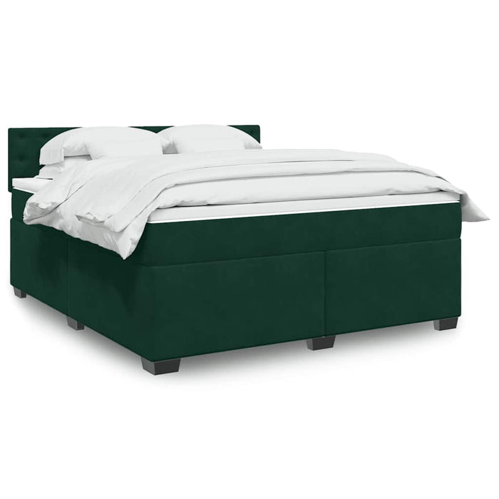 Pat box spring cu saltea, verde închis, 180x200 cm, catifea - WALTI WALTI