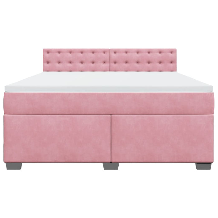 Pat box spring cu saltea, roz, 180x200 cm, catifea - WALTI WALTI