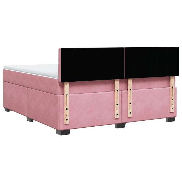 Pat box spring cu saltea, roz, 180x200 cm, catifea - WALTI WALTI