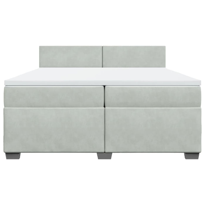 Pat box spring cu saltea, gri deschis, 200x200 cm, catifea - WALTI WALTI