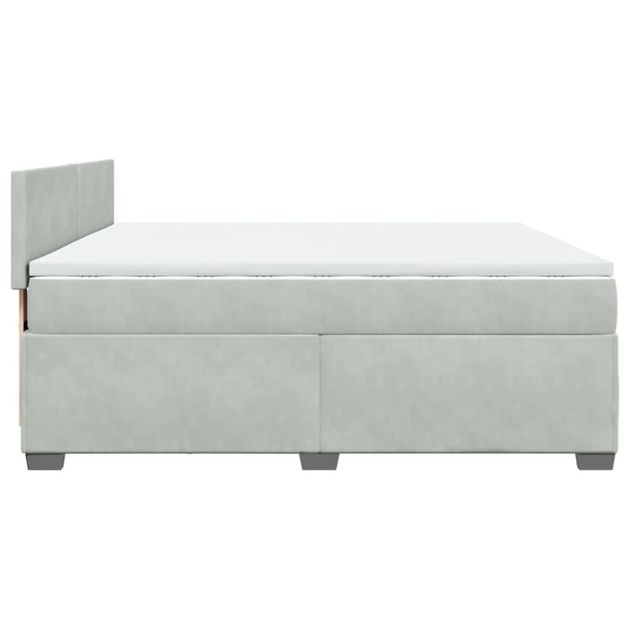 Pat box spring cu saltea, gri deschis, 200x200 cm, catifea - WALTI WALTI
