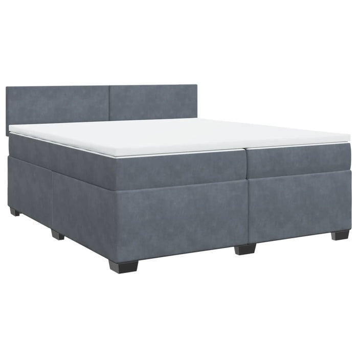 Pat box spring cu saltea, gri închis, 200x200 cm, catifea - WALTI WALTI