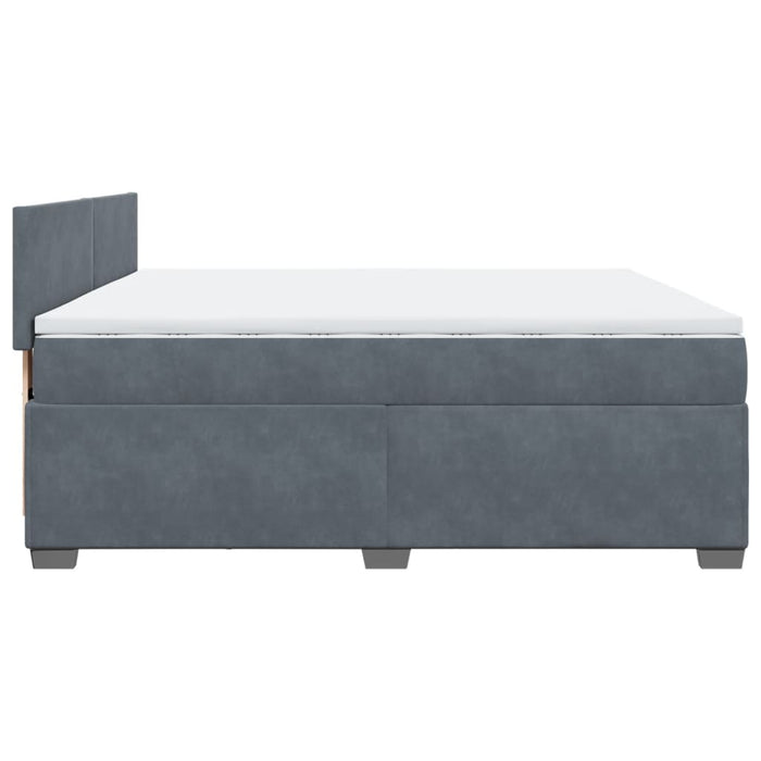 Pat box spring cu saltea, gri închis, 200x200 cm, catifea - WALTI WALTI