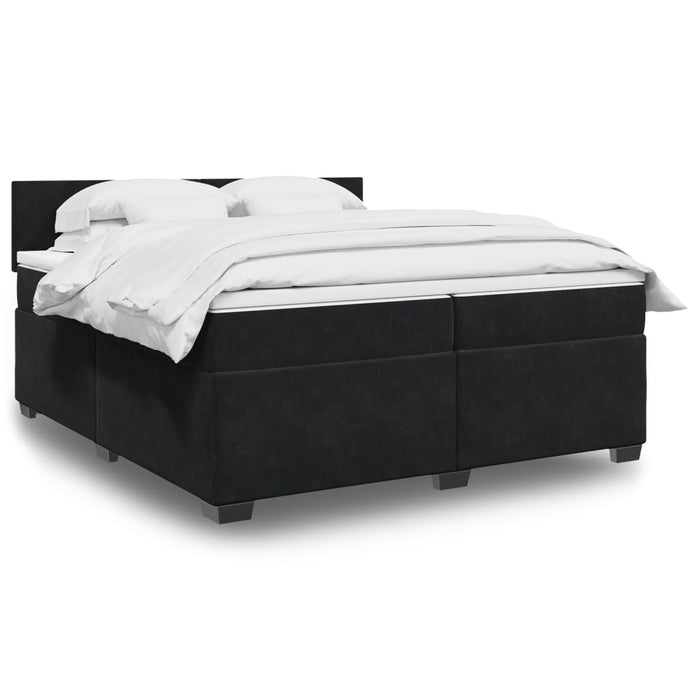 Pat box spring cu saltea, negru, 200x200 cm, catifea - WALTI WALTI