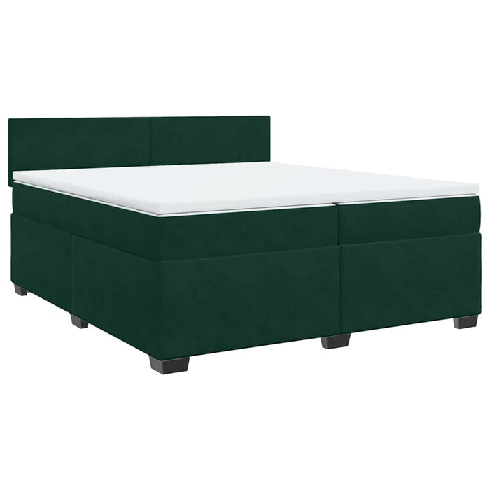 Pat box spring cu saltea, verde închis, 200x200 cm, catifea - WALTI WALTI