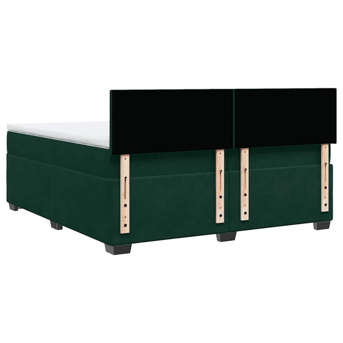 Pat box spring cu saltea, verde închis, 200x200 cm, catifea - WALTI WALTI