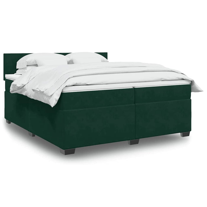 Pat box spring cu saltea, verde închis, 200x200 cm, catifea - WALTI WALTI