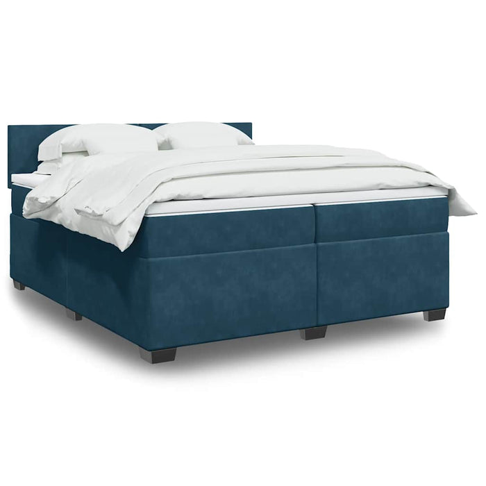 Pat box spring cu saltea, albastru închis, 200x200 cm, catifea - WALTI WALTI