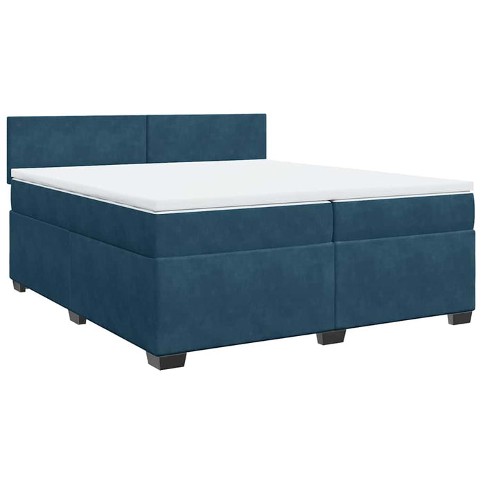 Pat box spring cu saltea, albastru închis, 200x200 cm, catifea - WALTI WALTI