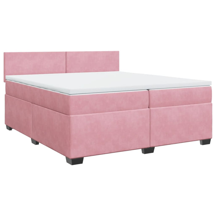 Pat box spring cu saltea, roz, 200x200 cm, catifea - WALTI WALTI