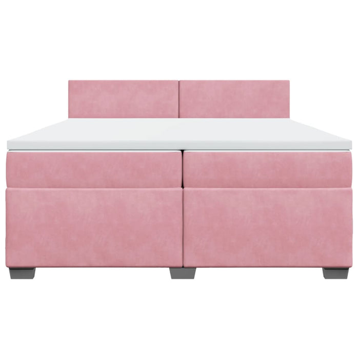 Pat box spring cu saltea, roz, 200x200 cm, catifea - WALTI WALTI
