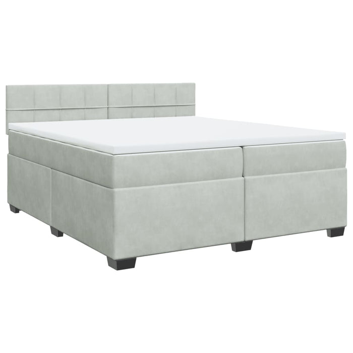 Pat box spring cu saltea, gri deschis, 200x200 cm, catifea - WALTI WALTI