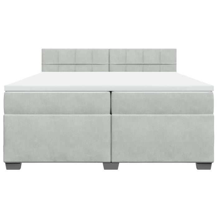 Pat box spring cu saltea, gri deschis, 200x200 cm, catifea - WALTI WALTI