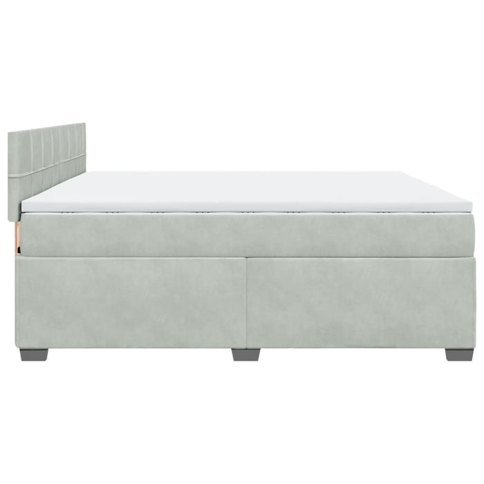 Pat box spring cu saltea, gri deschis, 200x200 cm, catifea - WALTI WALTI