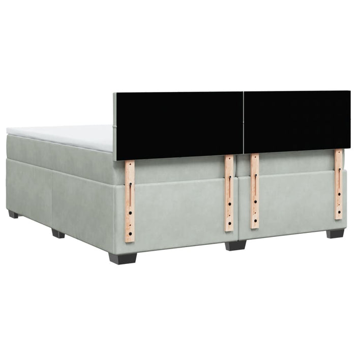 Pat box spring cu saltea, gri deschis, 200x200 cm, catifea - WALTI WALTI