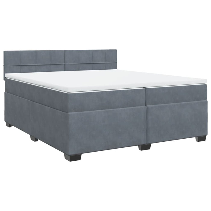 Pat box spring cu saltea, gri închis, 200x200 cm, catifea - WALTI WALTI