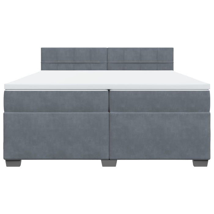 Pat box spring cu saltea, gri închis, 200x200 cm, catifea - WALTI WALTI