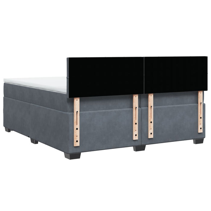 Pat box spring cu saltea, gri închis, 200x200 cm, catifea - WALTI WALTI
