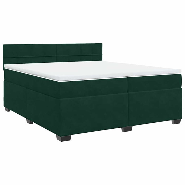 Pat box spring cu saltea, verde închis, 200x200 cm, catifea - WALTI WALTI