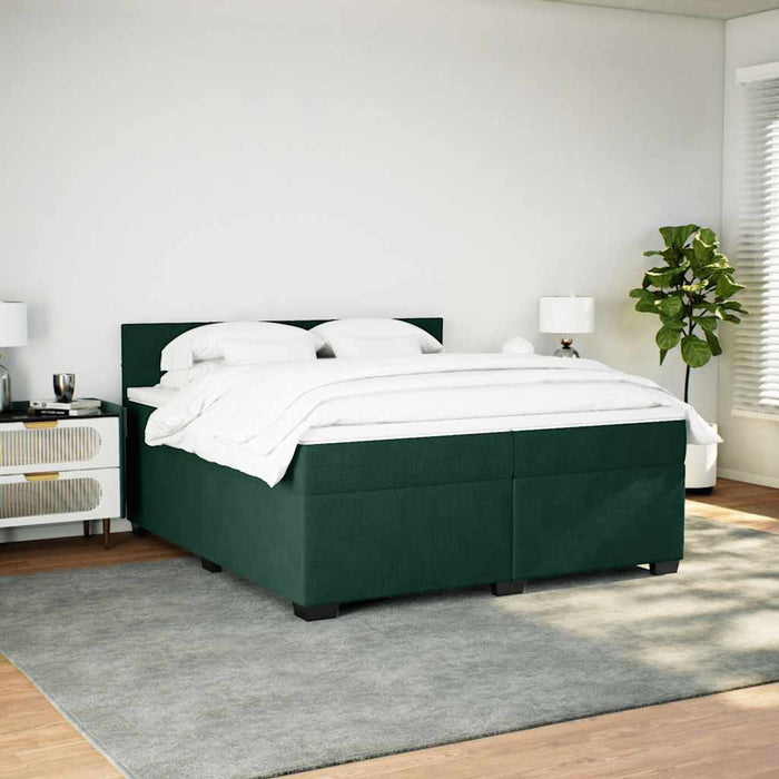 Pat box spring cu saltea, verde închis, 200x200 cm, catifea - WALTI WALTI