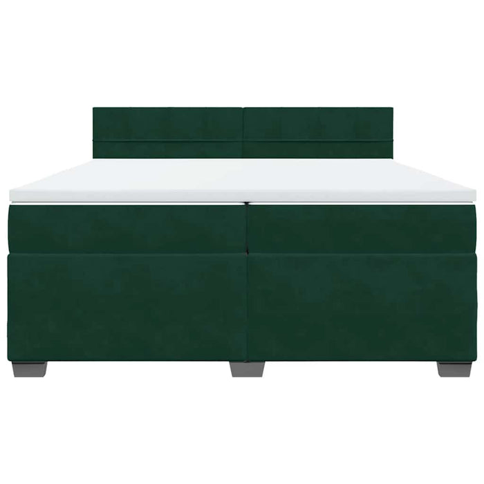 Pat box spring cu saltea, verde închis, 200x200 cm, catifea - WALTI WALTI