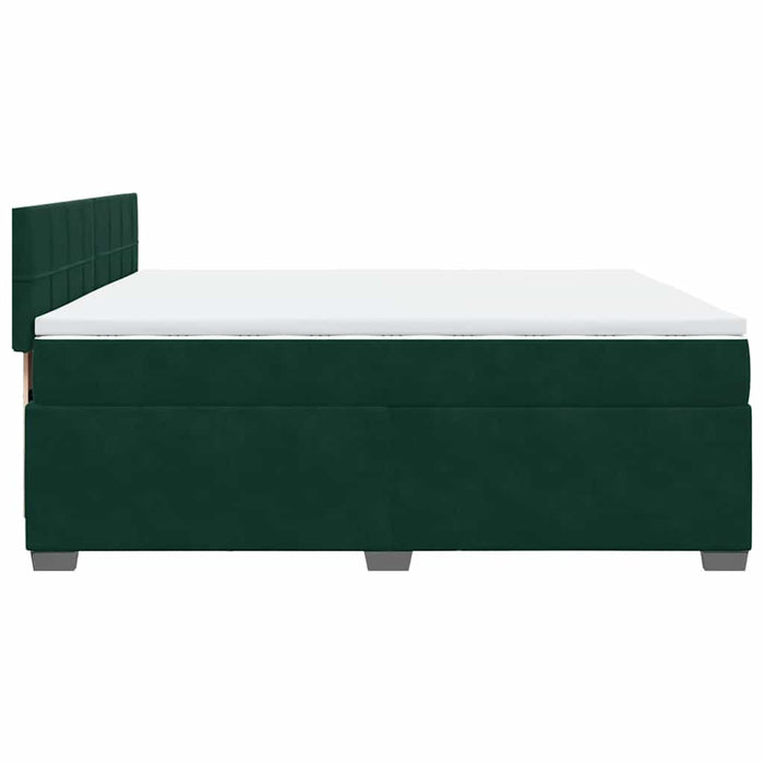 Pat box spring cu saltea, verde închis, 200x200 cm, catifea - WALTI WALTI