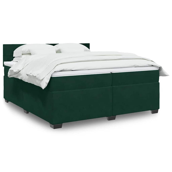 Pat box spring cu saltea, verde închis, 200x200 cm, catifea - WALTI WALTI