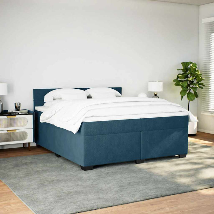 Pat box spring cu saltea, albastru, 200x200 cm, catifea - WALTI WALTI